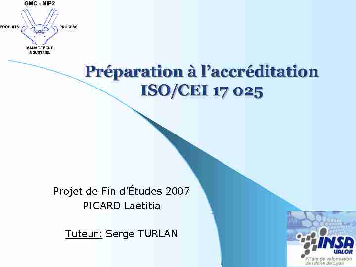 Préparation à laccréditation ISO/CEI 17 025