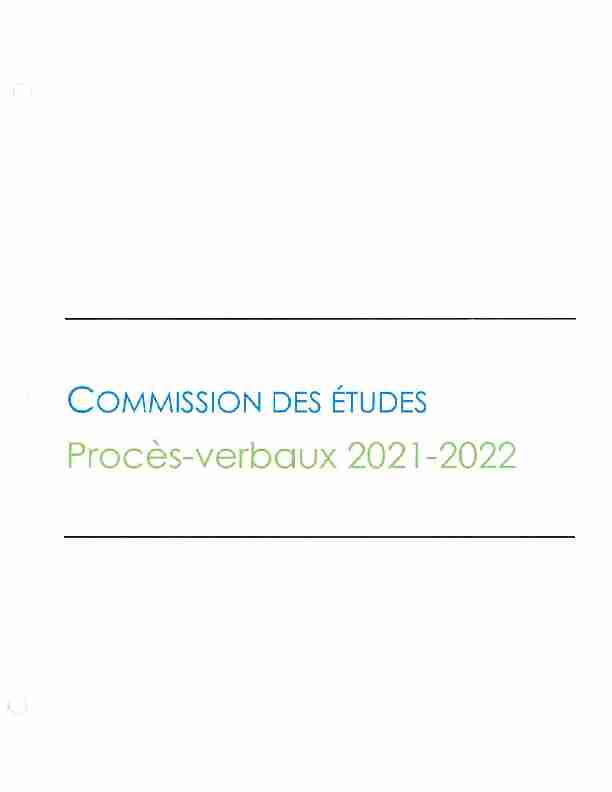 COMMISSION DES ÉTUDES - Procès-verbaux 2021-2022