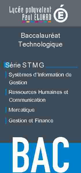 Présentation de la filière STMG - Lycée Paul ELUARD de SAINT