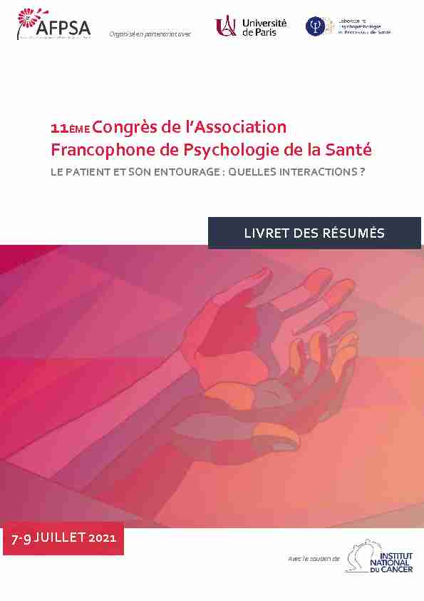 11ÈME Congrès de lAssociation Francophone de Psychologie de la