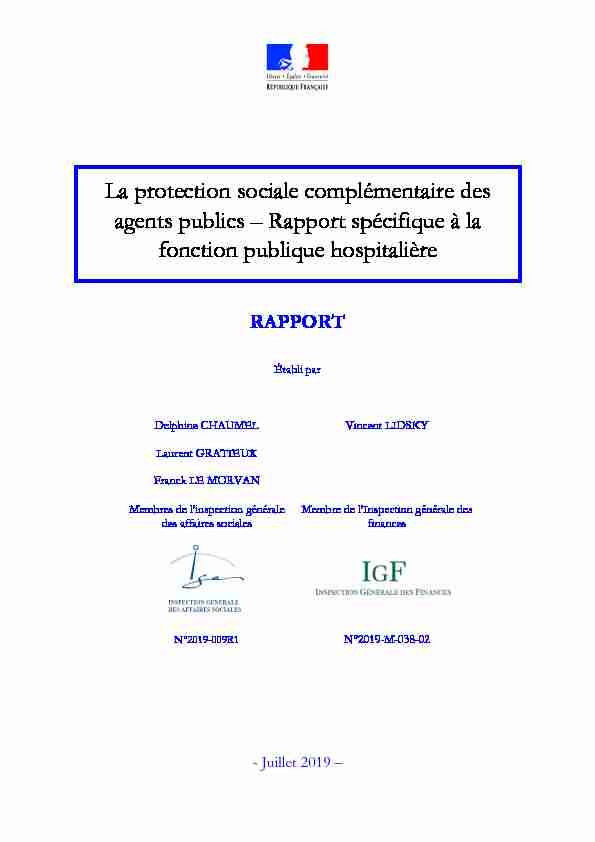 La protection sociale complémentaire des agents publics – Rapport