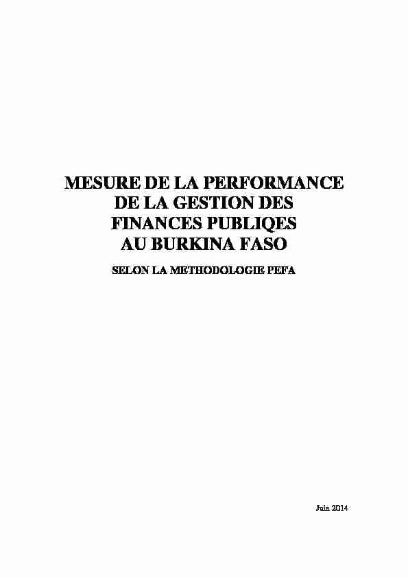 mesure de la performance de la gestion des finances publiqes au