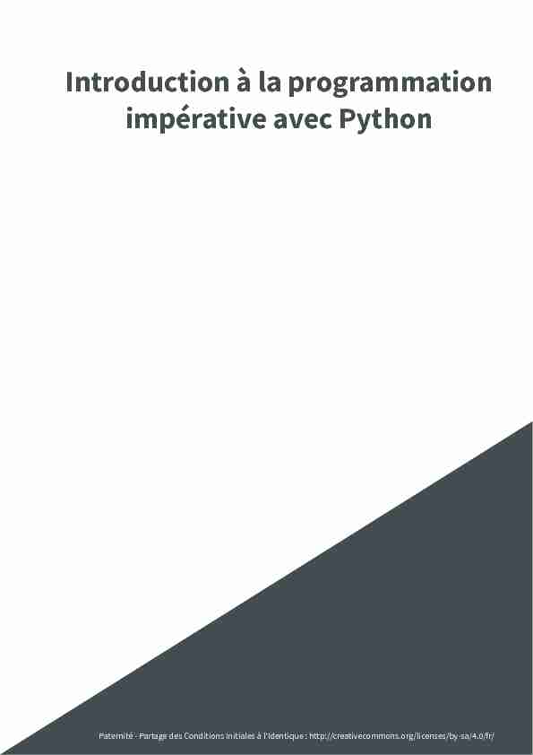 Introduction à la programmation impérative avec Python