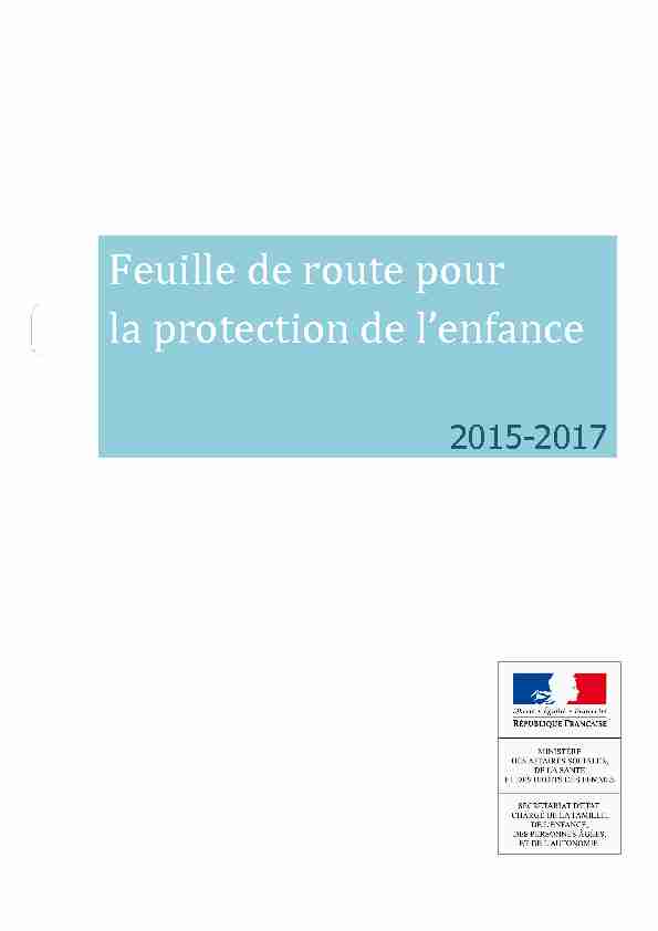 Feuille de route pour la protection de lenfance 2015-2017