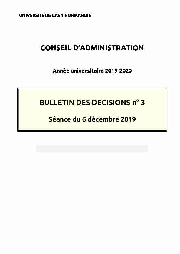 CONSEIL DADMINISTRATION BULLETIN DES DECISIONS n° 3