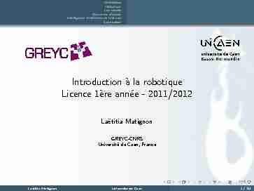Introduction à la robotique Licence 1ère année - 2011/2012