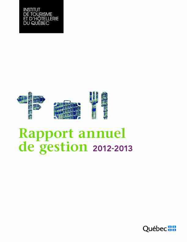 Institut de tourisme et dhôtellerie du Québec rapport annuel de