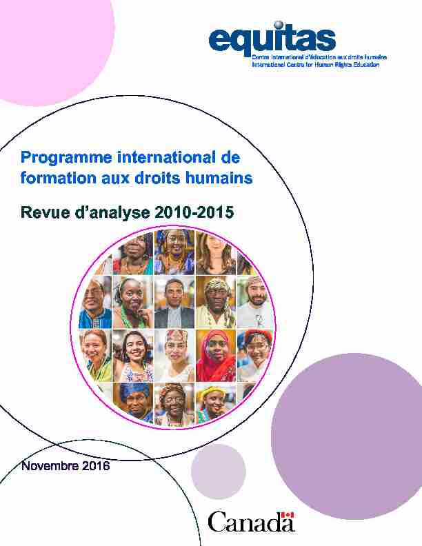Revue danalyse 2010-2015 Programme international de formation
