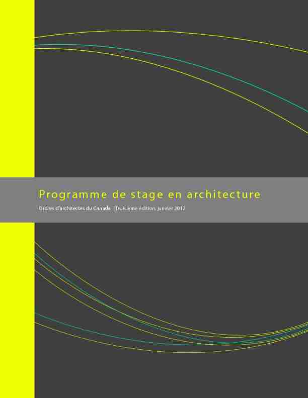 Manuel du Programme de stage en architecture (PSA)