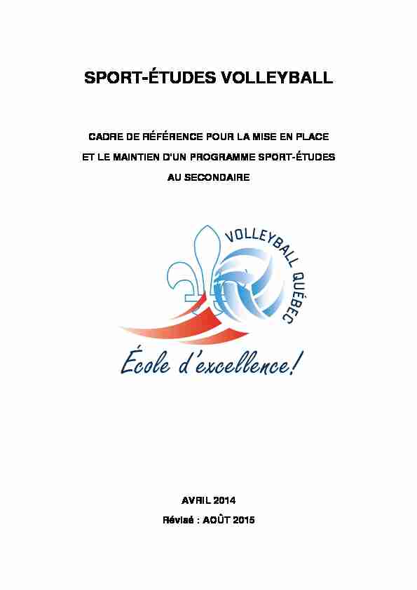 [PDF] sport-études - Volleyball Québec