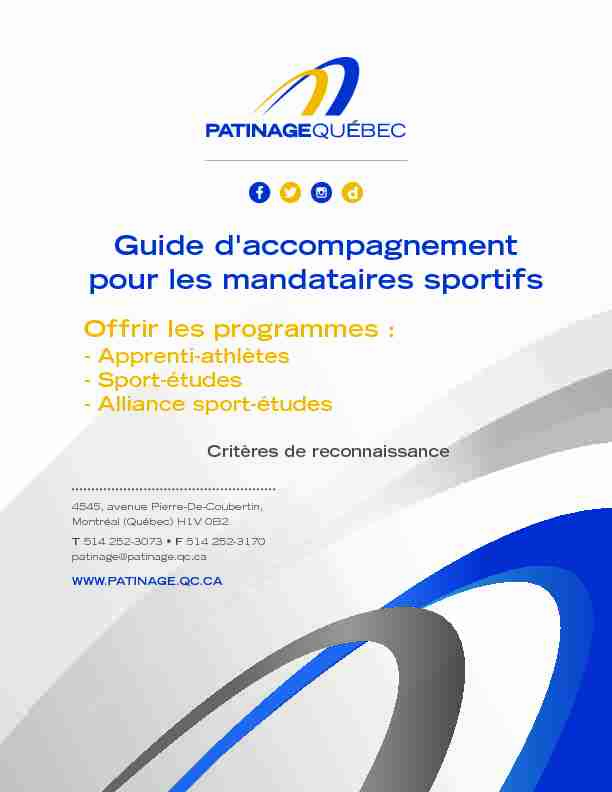 [PDF] Guide daccompagnement pour les mandataires  - Patinage Québec