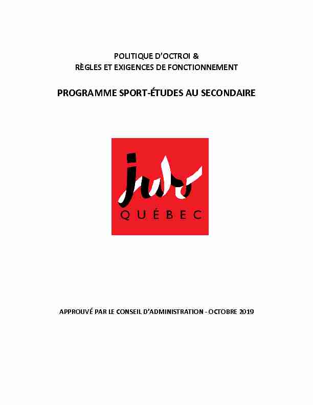 [PDF] PROGRAMME SPORT-ÉTUDES AU SECONDAIRE - Judo Québec