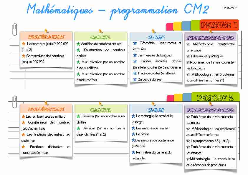 [PDF] Mathématiques programmation CM2 –