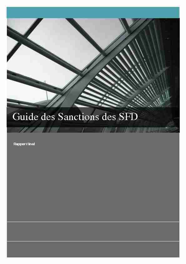 Guide des Sanctions des SFD
