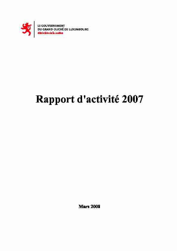 Rapport dactivité 2007