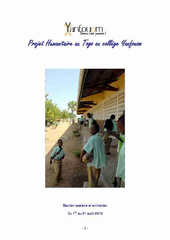 Projet Humanitaire au Togo au collège Yanfouom
