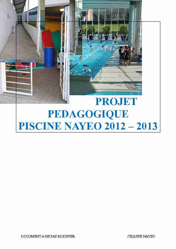 PROJET PEDAGOGIQUE PISCINE NAYEO 2012 – 2013