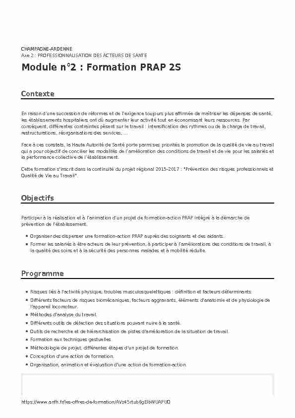 Module n°2 : Formation PRAP 2S