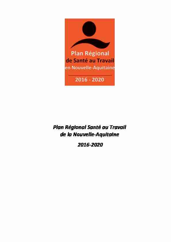 Plan Régional Santé au Travail de la Nouvelle-Aquitaine 2016-2020