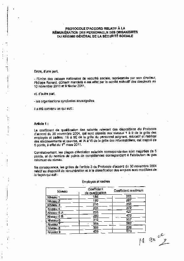 [PDF] Protocole daccord relatif à la rémunération des personnels  - Ucanss