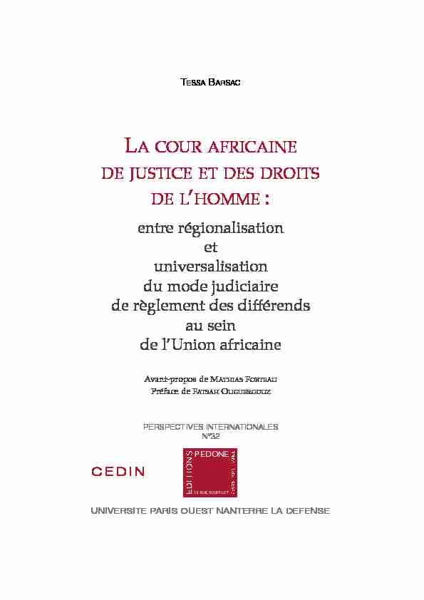 [PDF] LA COUR AFRICAINE DE JUSTICE ET DES DROITS DE LHOMME