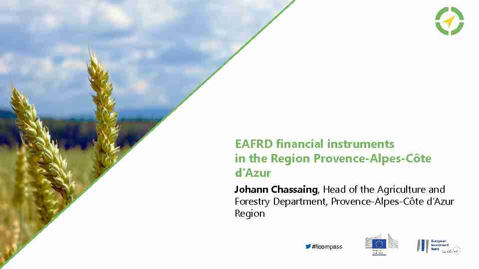 Les instruments financiers FEADER en Région Provence-Alpes