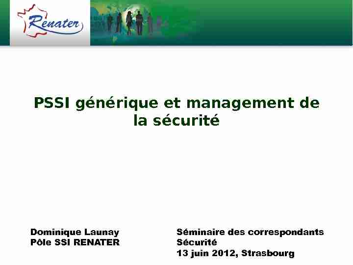 PSSI générique et management de la sécurité