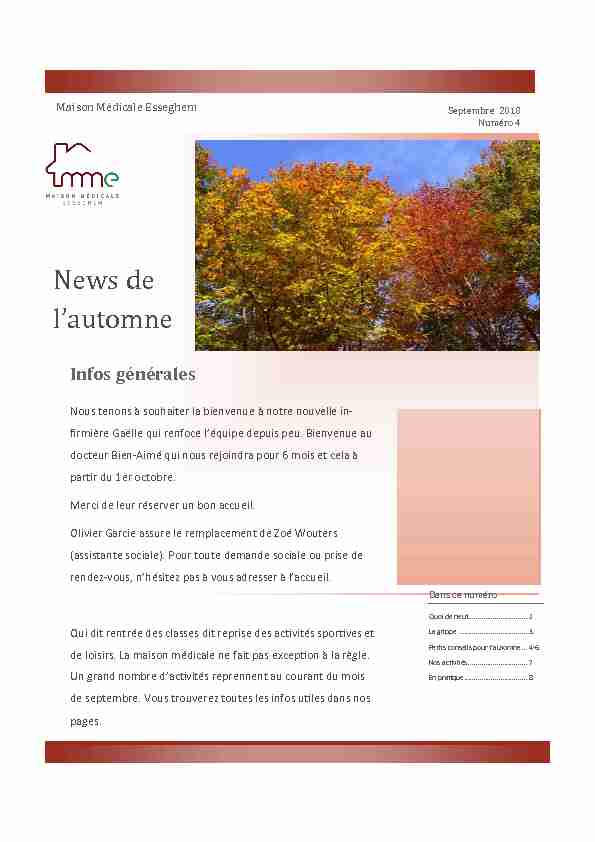 [PDF] News de lautomne - Maison Médicale Esseghem