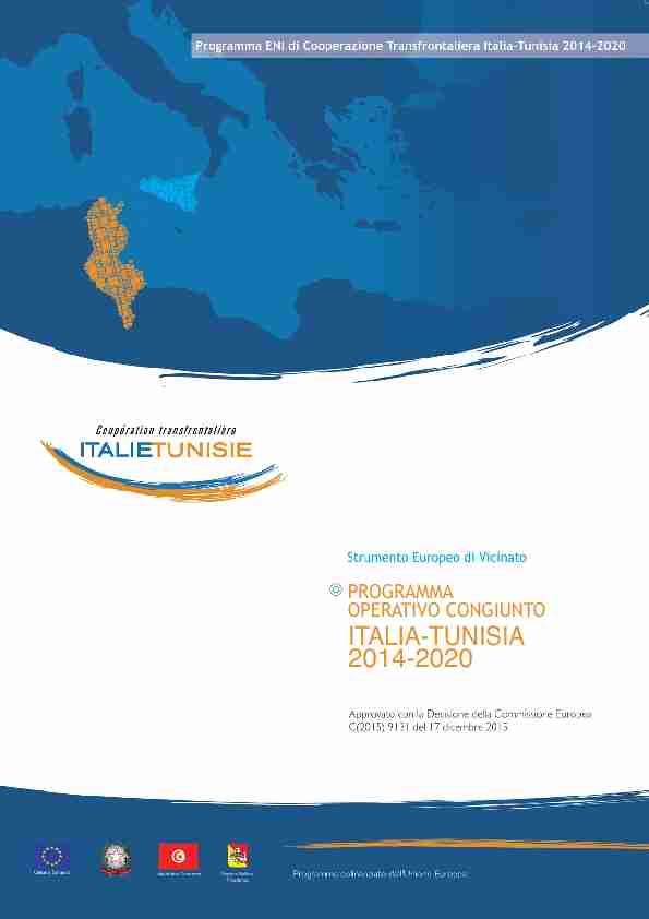 programma operativo congiunto - italia-tunisia 2014-2020