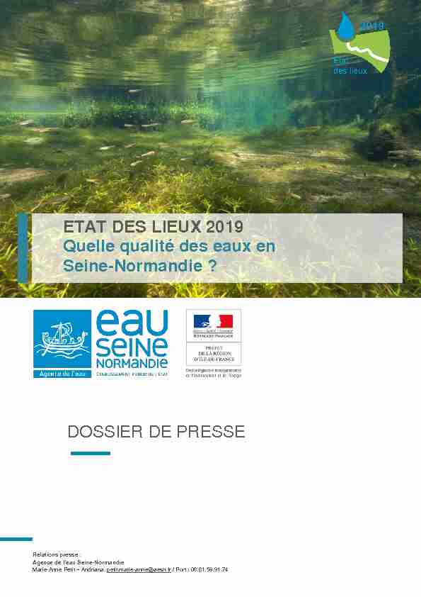 [PDF] ETAT DES LIEUX 2019 Quelle qualité des eaux en Seine-Normandie