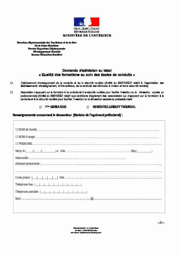 [PDF] Formulaire DEMANDE ADHESION LABEL - seine-maritimegouvfr