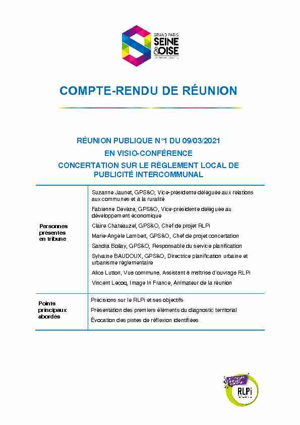 COMPTE-RENDU DE RÉUNION