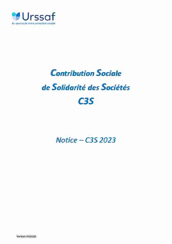 Contribution Sociale de Solidarité des Sociétés Notice – C3S 2022