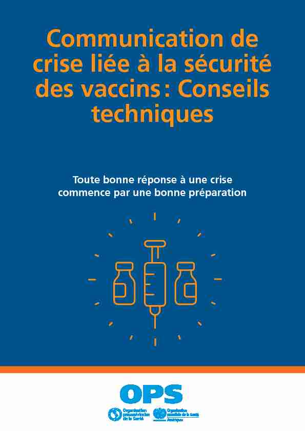 Communication de crise liée à la sécurité des vaccins : Conseils