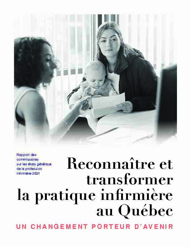 Reconnaître et transformer la pratique infirmière au Québec