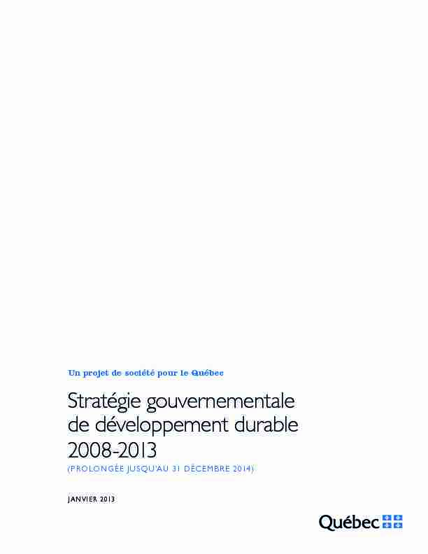 Stratégie gouvernementale de développement durable 2008-2013