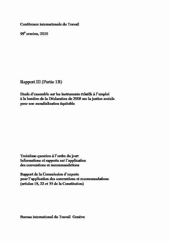 Rapport III (1B) - Etude densemble sur les instruments relatifs à l