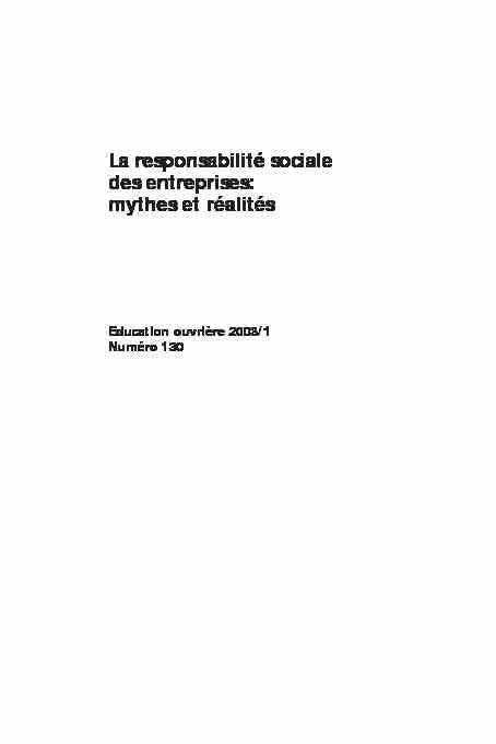 La responsabilité sociale des entreprises: mythes et réalités