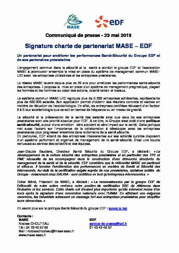 Signature charte de partenariat MASE – EDF