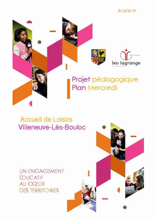 Accueil de Loisirs Villeneuve-Lès-Bouloc Projet pédagogique Plan