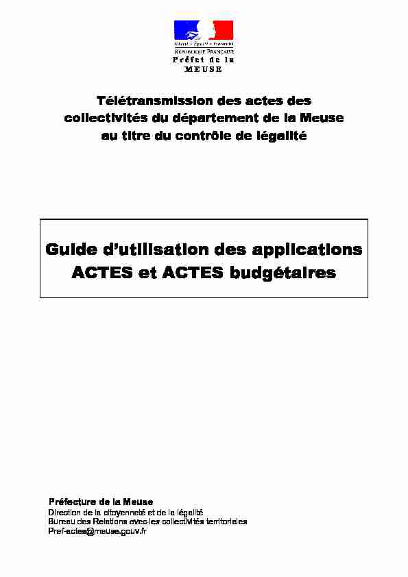 Guide dutilisation des applications ACTES et ACTES budgétaires