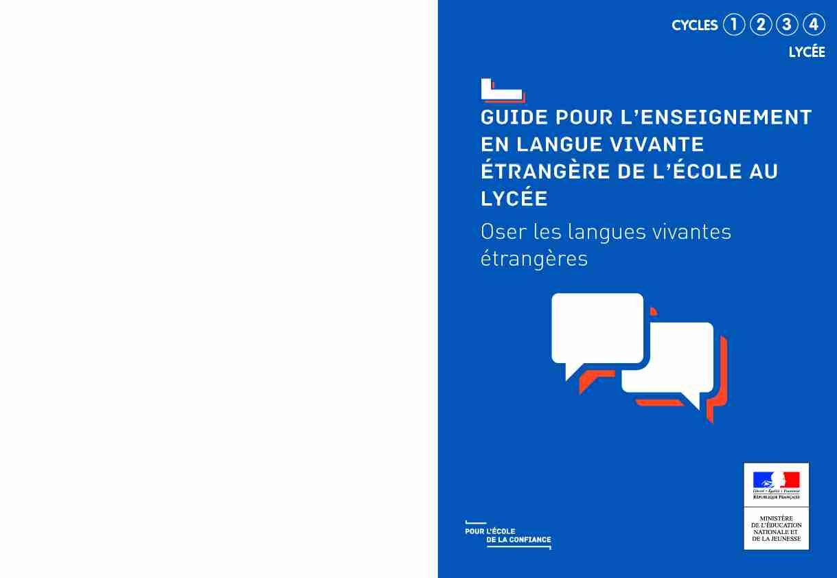 Guide pour lenseignement en langue vivante étrangère de lécole
