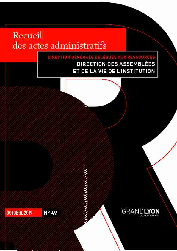 [PDF] Recueil des actes administratifs de la Métropole de  - Grand Lyon