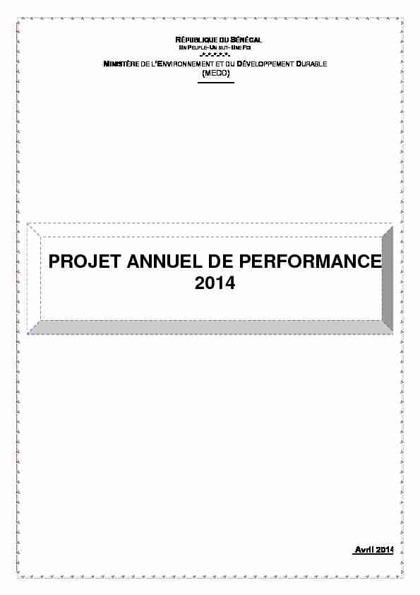 PROJET ANNUEL DE PERFORMANCE 2014