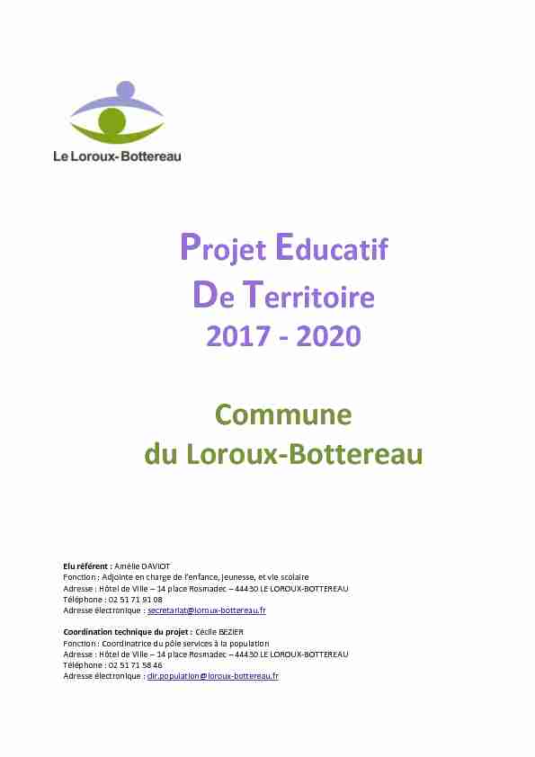 Projet Educatif De Territoire 2017 - 2020 Commune du Loroux