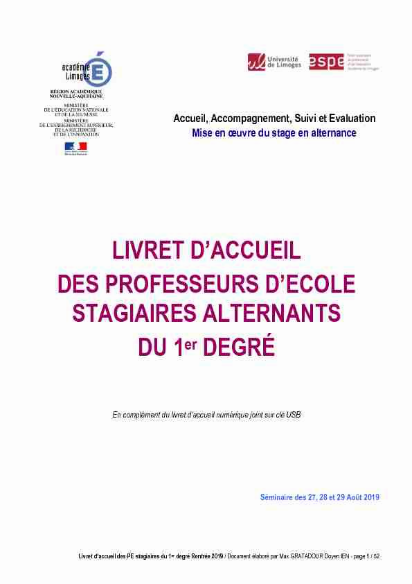 [PDF] LIVRET DACCUEIL DES PROFESSEURS DECOLE STAGIAIRES