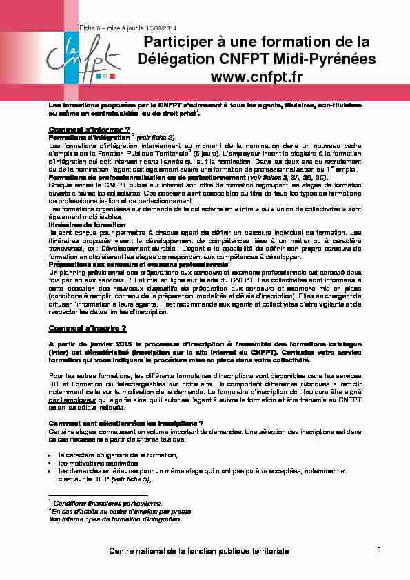 Participer à une formation de la Délégation CNFPT Midi-Pyrénées