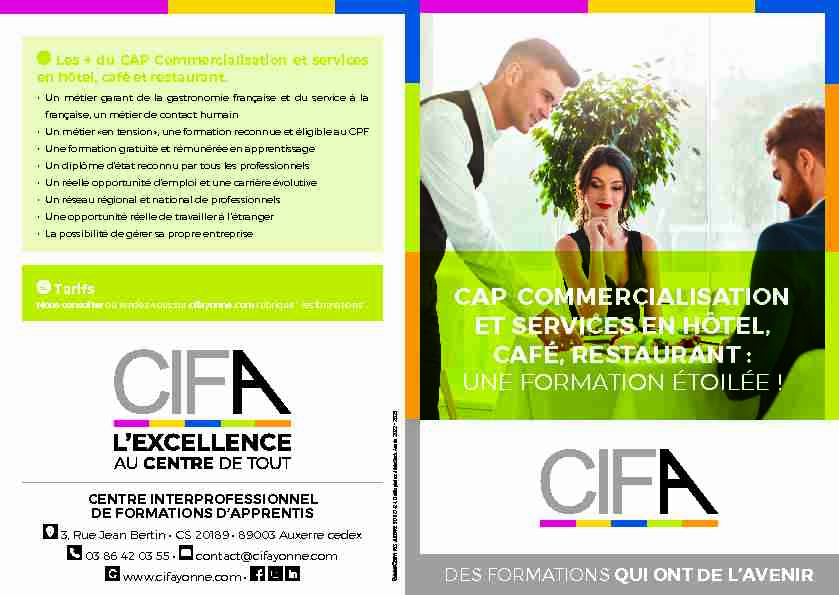 CAP COMMERCIALISATION ET SERVICES EN HÔTEL CAFÉ