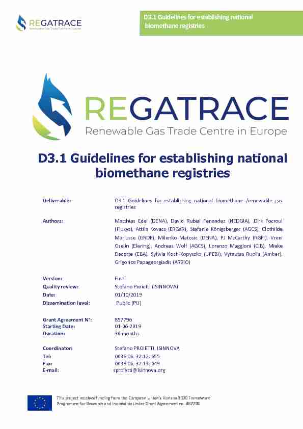 D3.1 Guidelines for establishing national biomethane registries