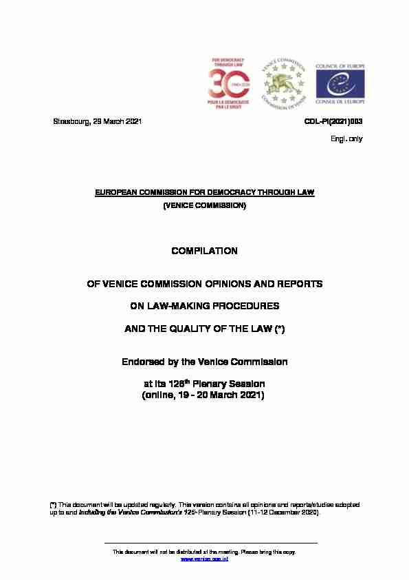 COMPILATION OF VENICE COMMISSION OPINIONS AND